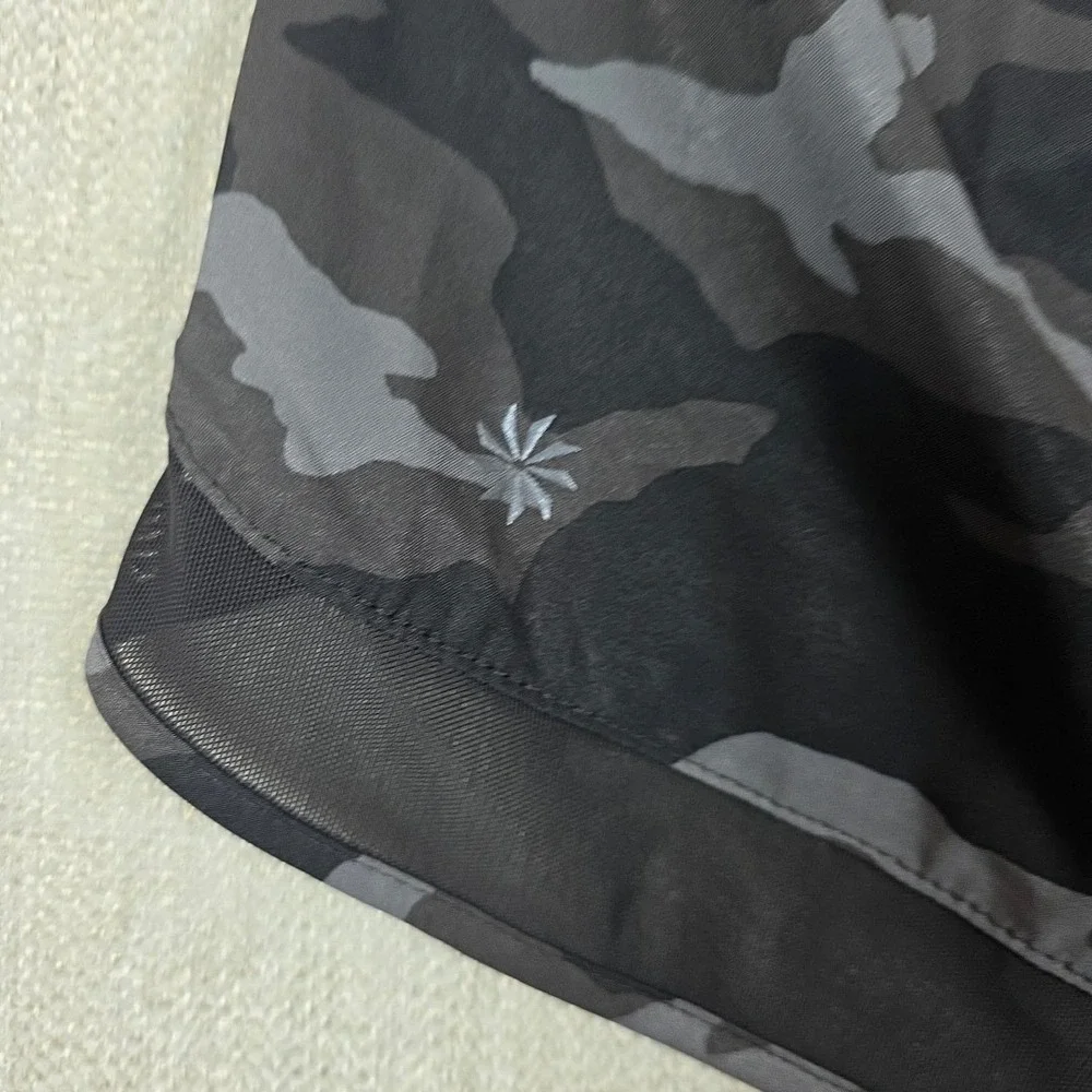 Athleta Shorts Womens Large Black Camo Printed Mesh Racer Run Lined Running 4 In - Picture 10 of 13